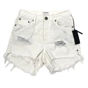 One X One Teaspoon Denim Shorts Chalk‎ Hawk High Wa